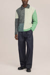 Erling Cable Alpaca Wool Blend Cable Knit Pullover Green Check