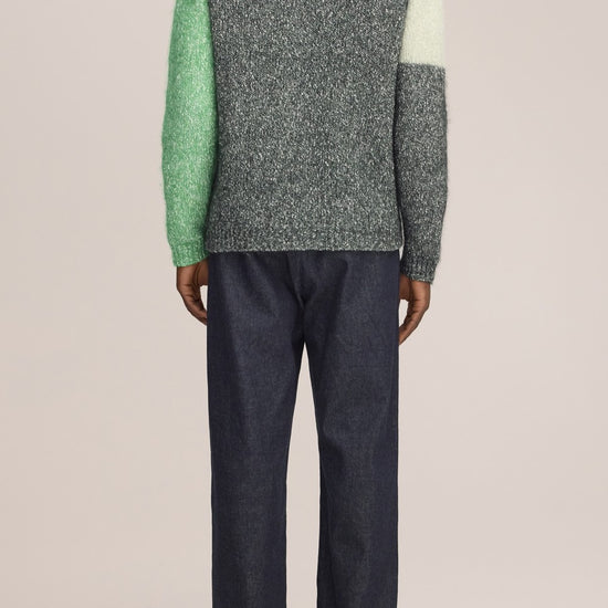 Erling Cable Alpaca Wool Blend Cable Knit Pullover Green Check