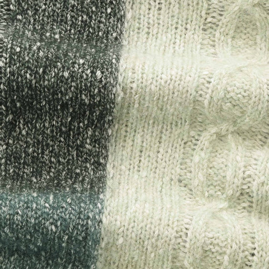 Erling Cable Alpaca Wool Blend Cable Knit Pullover Green Check
