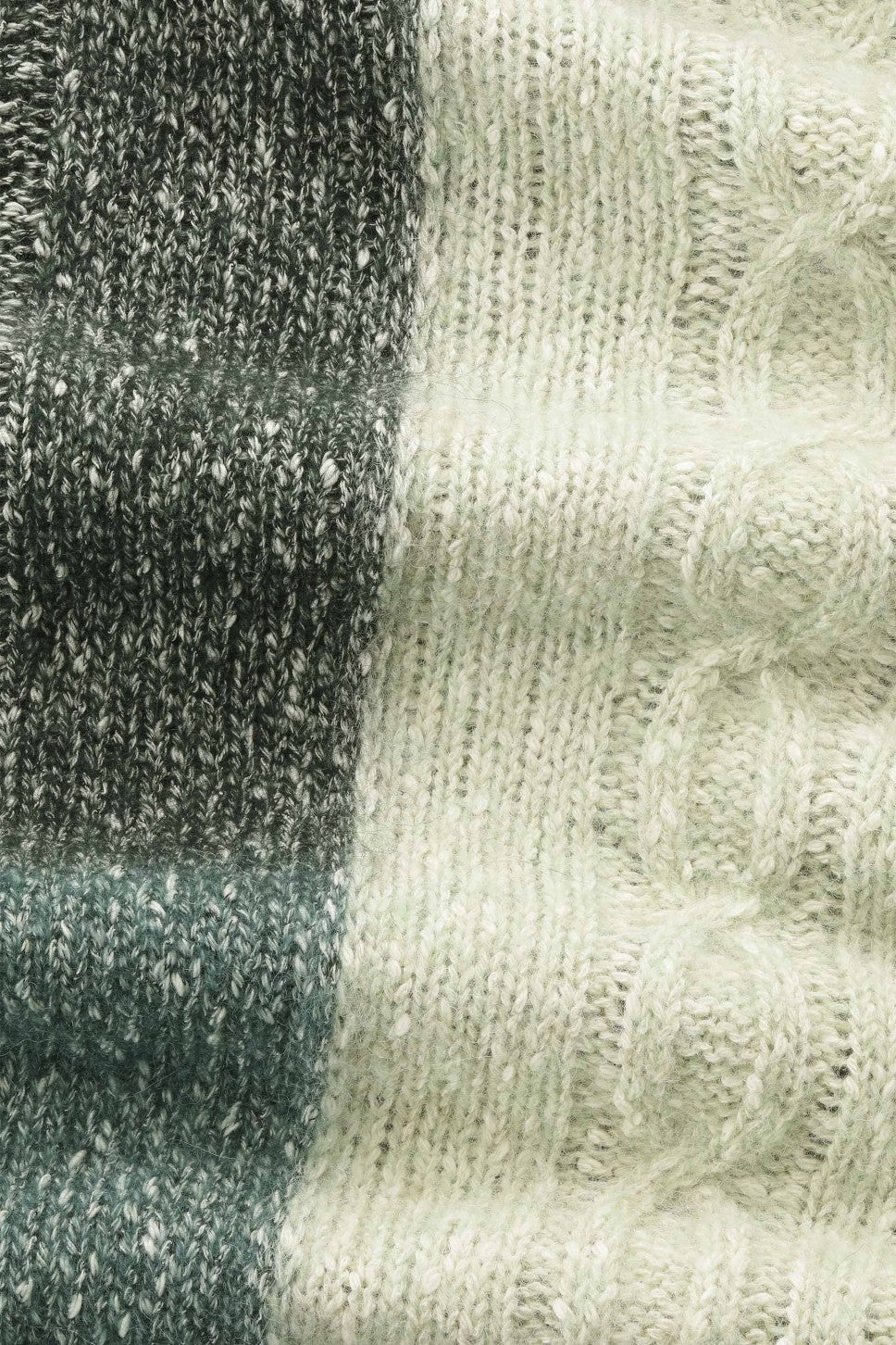 Erling Cable Alpaca Wool Blend Cable Knit Pullover Green Check