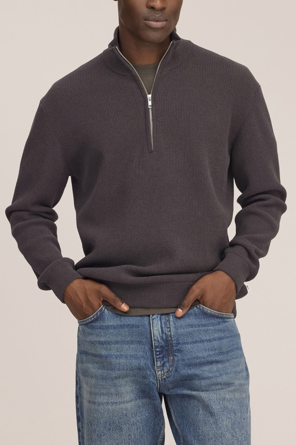 Danny Half Zip Lightweight Sweater Deep Truffle