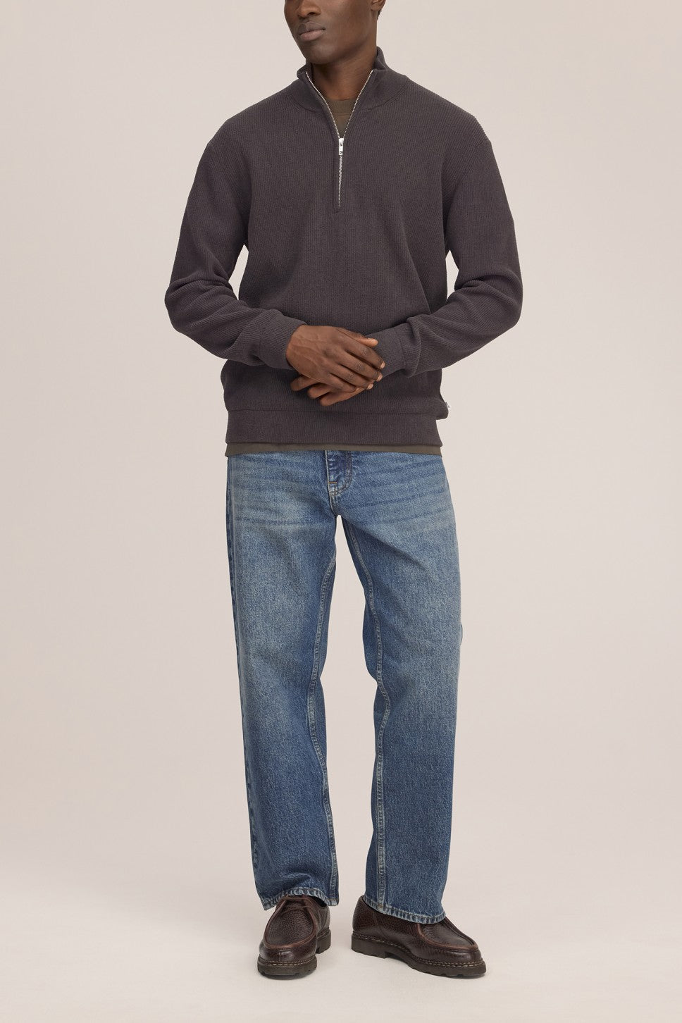 Danny Half Zip Lightweight Sweater Deep Truffle