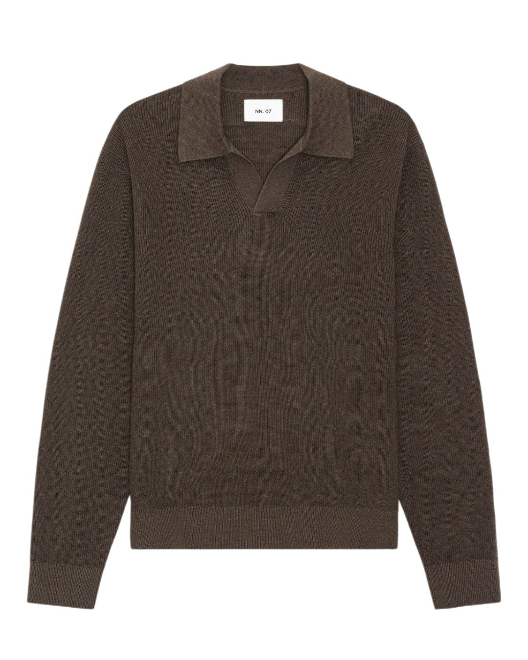 Hope Rib Cotton Cashmere Blend Open Polo Collar Pullover Brown Melange