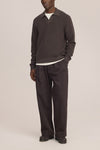 Hope Rib Cotton Cashmere Blend Open Polo Collar Pullover Brown Melange