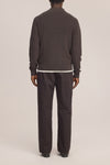 Hope Rib Cotton Cashmere Blend Open Polo Collar Pullover Brown Melange