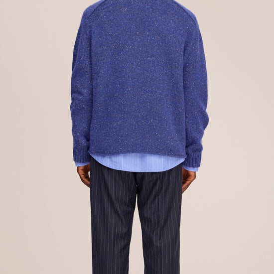 Jim Crew Neck Wool Blend Relaxed Fit Pullover Blue Ignition