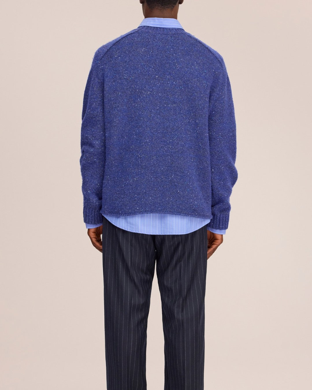 Jim Crew Neck Wool Blend Relaxed Fit Pullover Blue Ignition