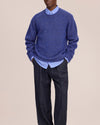 Jim Crew Neck Wool Blend Relaxed Fit Pullover Blue Ignition