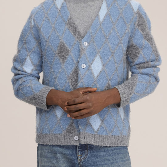 Chris Alpaca Wool Blend Relaxed Fit Cardigan Light Grey Multi