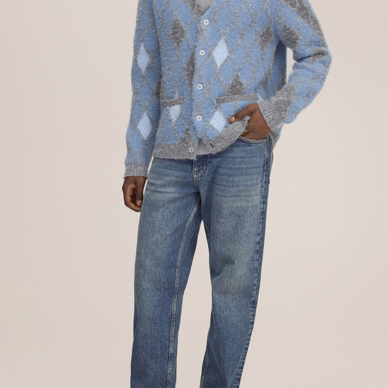 Chris Alpaca Wool Blend Relaxed Fit Cardigan Light Grey Multi