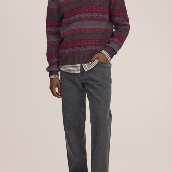 Tobias V Neck Wool Blend Relaxed Fit Cardigan Multi Shades