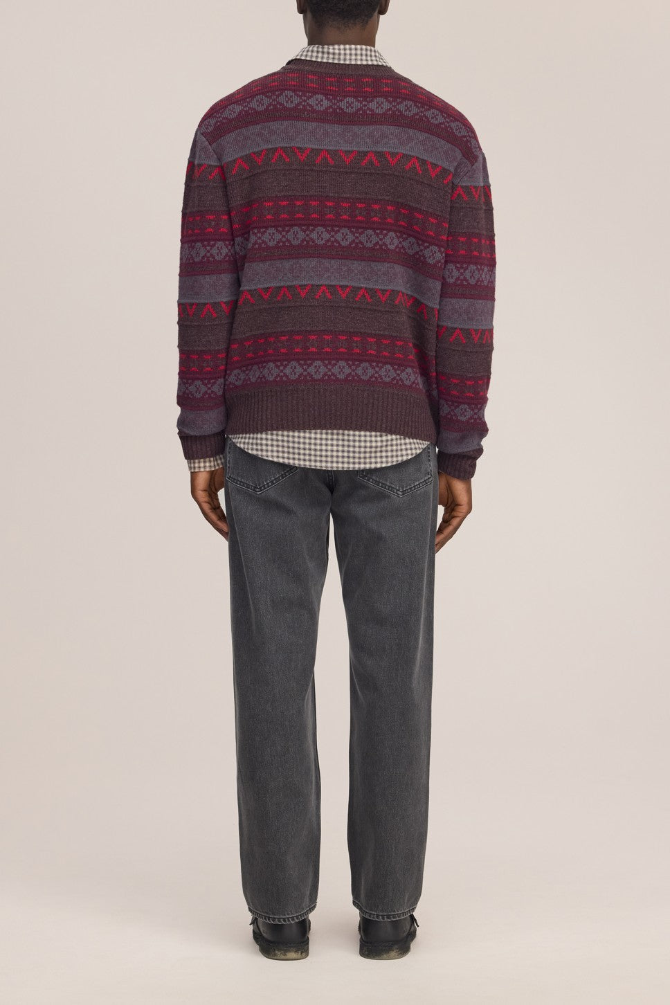 Tobias V Neck Wool Blend Relaxed Fit Cardigan Multi Shades