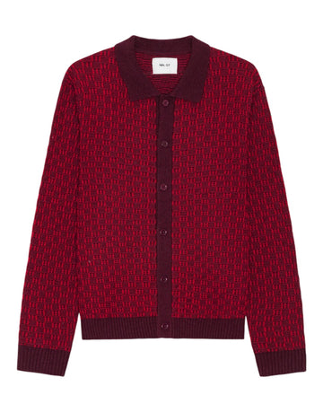 Thor Wool Blend Regular Fit Polo Cardigan Winetasting