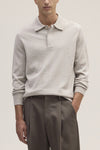 Emerson Polo Merino Wool Hidden Button Regular Fit Pullover White Pepper
