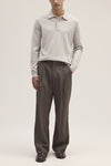 Emerson Polo Merino Wool Hidden Button Regular Fit Pullover White Pepper