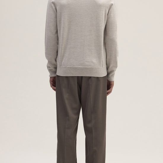 Emerson Polo Merino Wool Hidden Button Regular Fit Pullover White Pepper