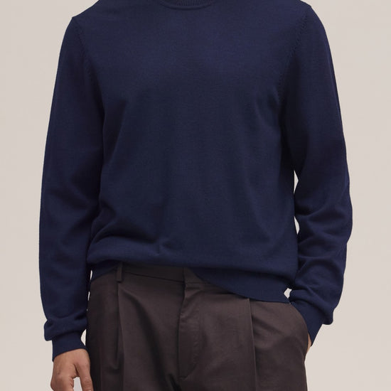 Ted Merino Wool Regular Fit Pullover Navy Blue