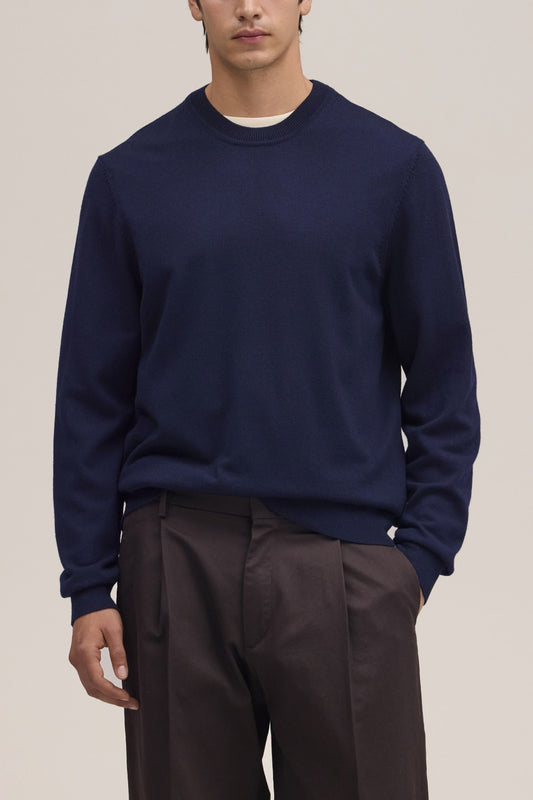 Ted Merino Wool Regular Fit Pullover Navy Blue
