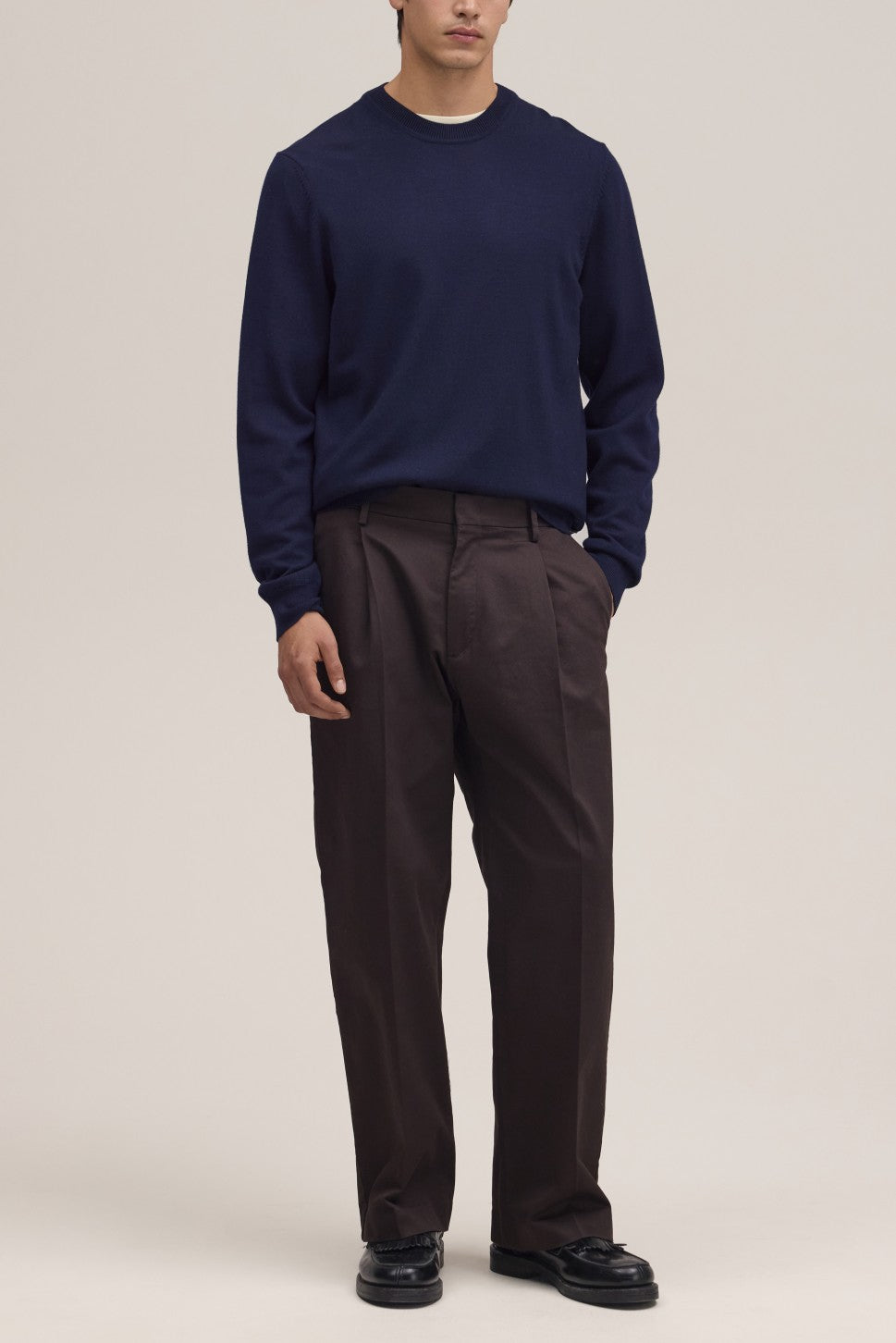 Ted Merino Wool Regular Fit Pullover Navy Blue