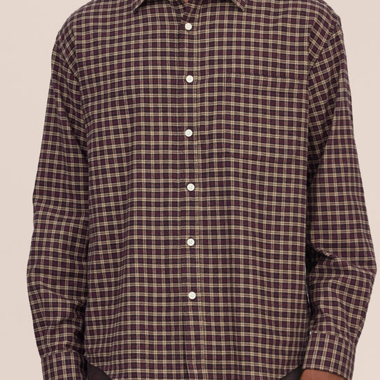Deon Flannel Twill Regular Fit Shirt Bordeaux Check