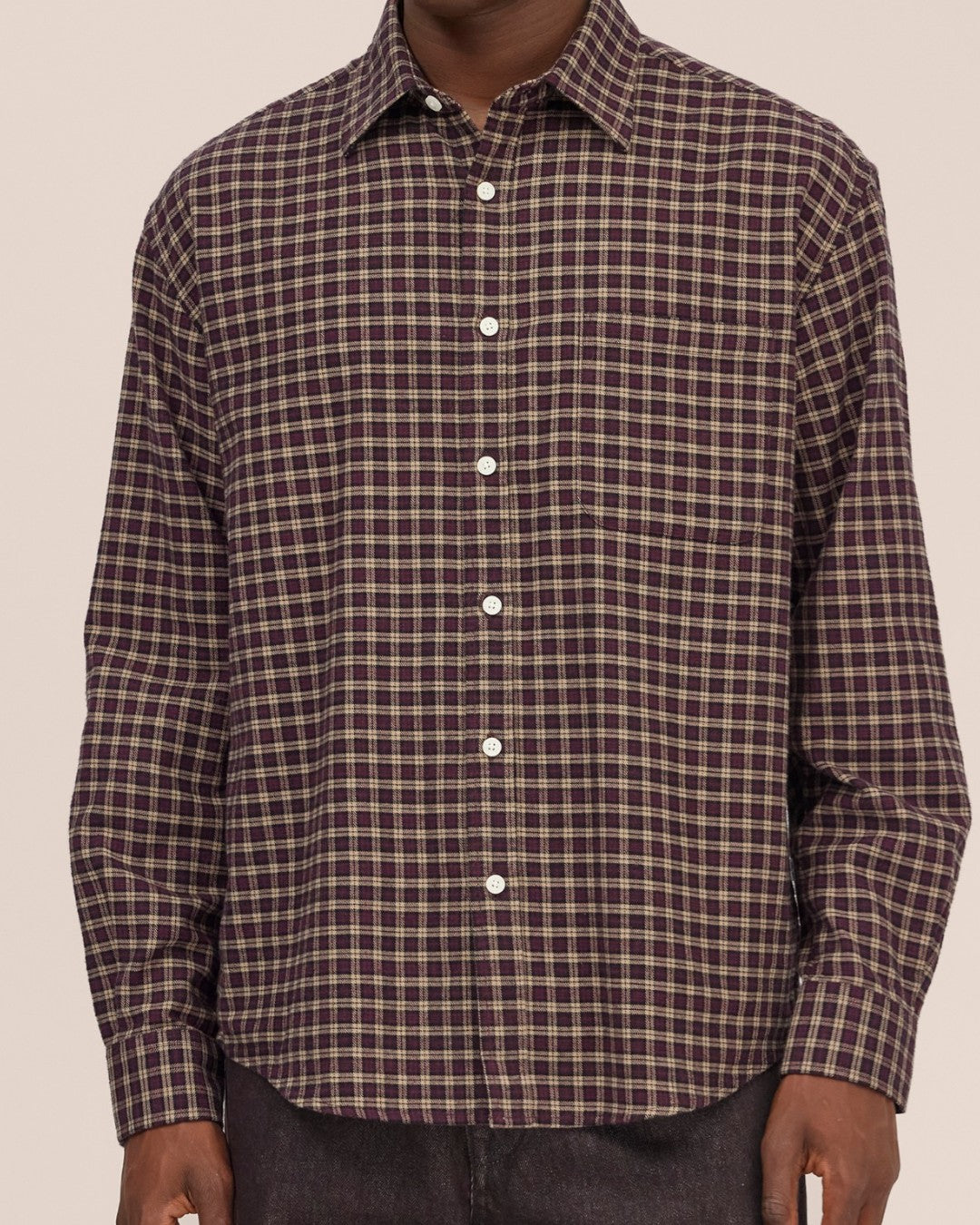 Deon Flannel Twill Regular Fit Shirt Bordeaux Check