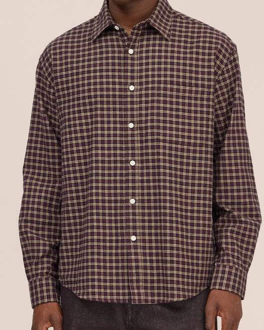 Deon Flannel Twill Regular Fit Shirt Bordeaux Check
