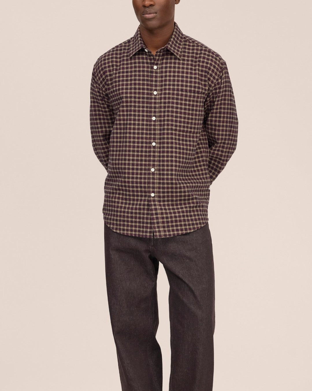 Deon Flannel Twill Regular Fit Shirt Bordeaux Check
