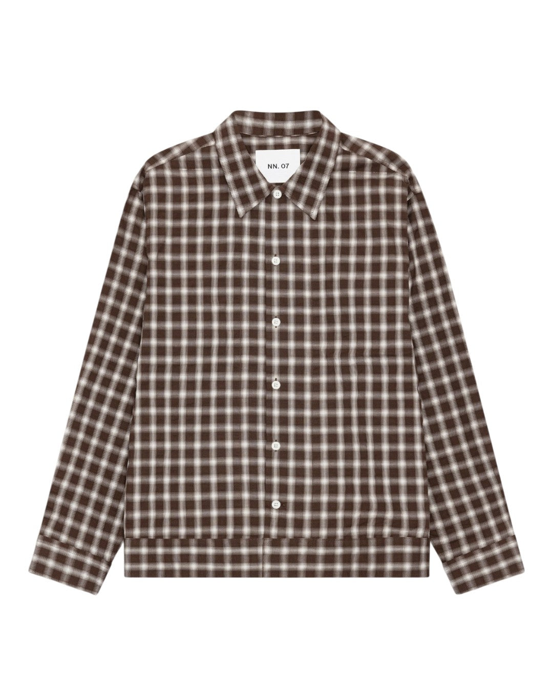 Reed Seersucker Relaxed Fit Oversized Overshirt Brown Check