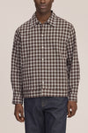 Reed Seersucker Relaxed Fit Oversized Overshirt Brown Check