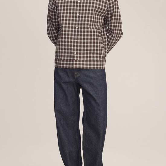 Reed Seersucker Relaxed Fit Oversized Overshirt Brown Check
