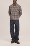 Reed Seersucker Relaxed Fit Oversized Overshirt Brown Check