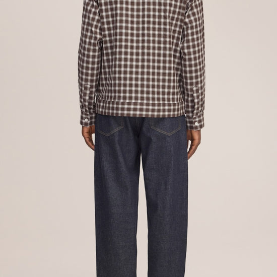 Reed Seersucker Relaxed Fit Oversized Overshirt Brown Check