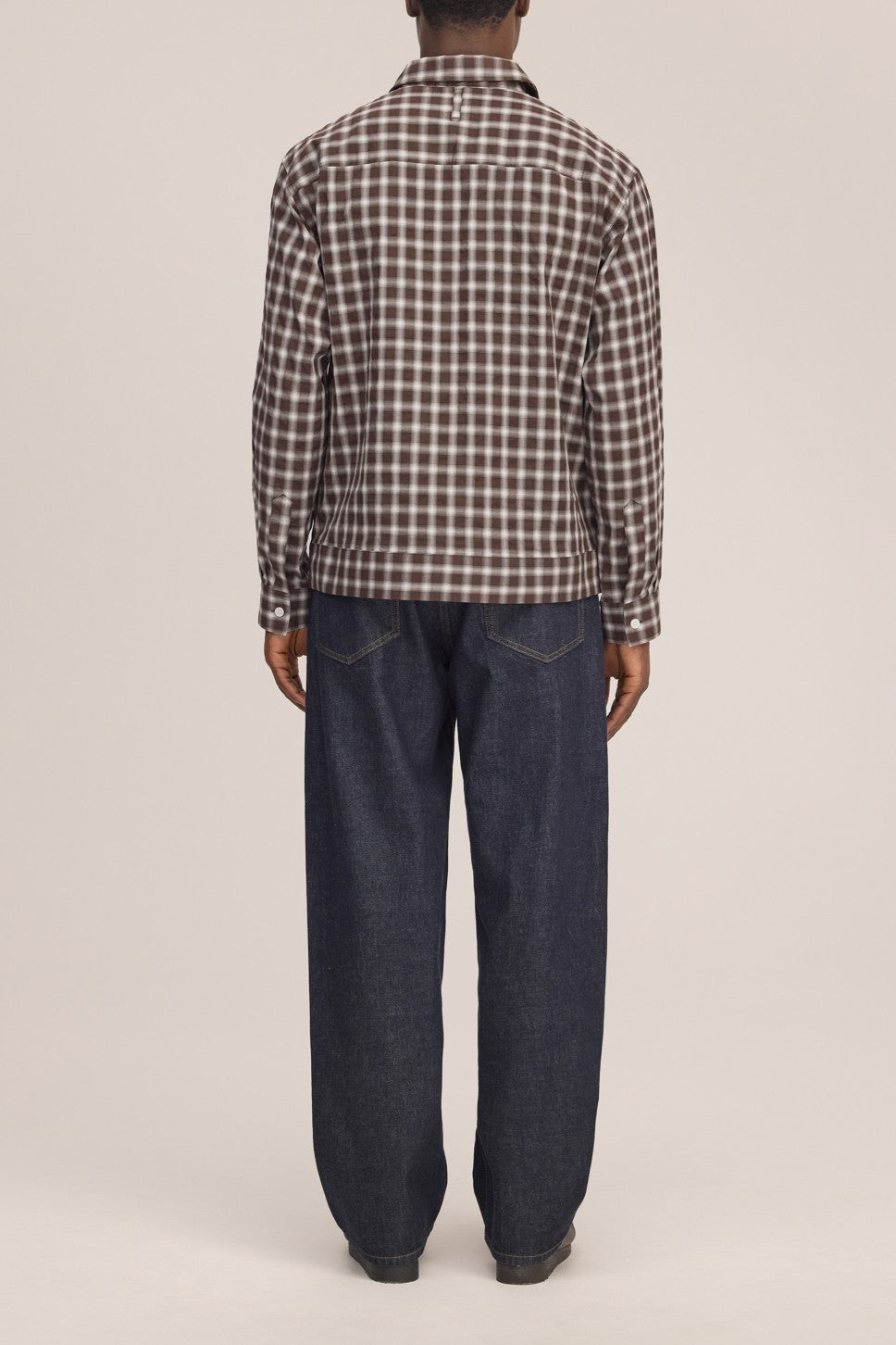 Reed Seersucker Relaxed Fit Oversized Overshirt Brown Check