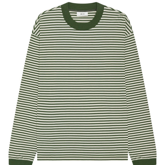 Lionel Soft Cotton Relaxed Fit LS T-shirt Green Stripe