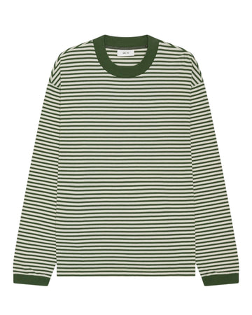 Lionel Soft Cotton Relaxed Fit LS T-shirt Green Stripe