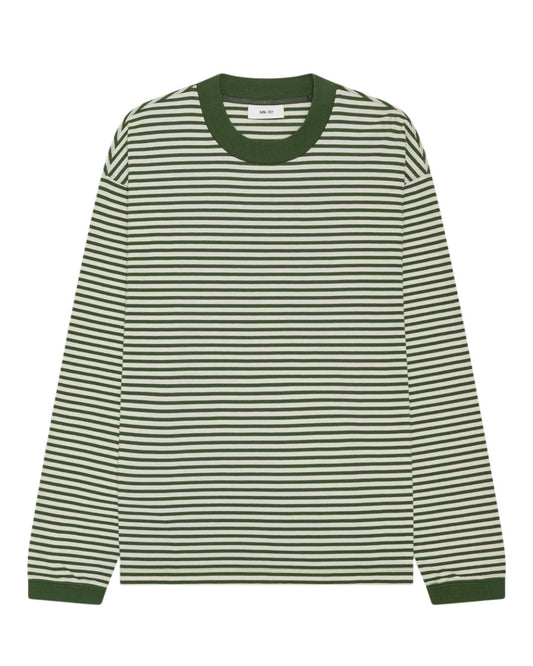 Lionel Soft Cotton Relaxed Fit LS T-shirt Green Stripe