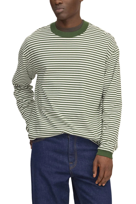 Lionel Soft Cotton Relaxed Fit LS T-shirt Green Stripe