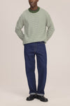 Lionel Soft Cotton Relaxed Fit LS T-shirt Green Stripe