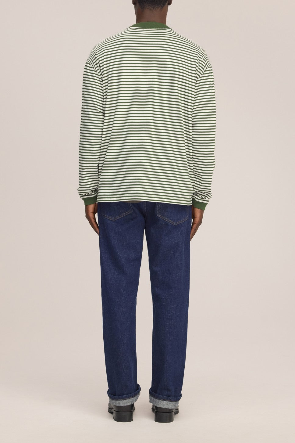 Lionel Soft Cotton Relaxed Fit LS T-shirt Green Stripe