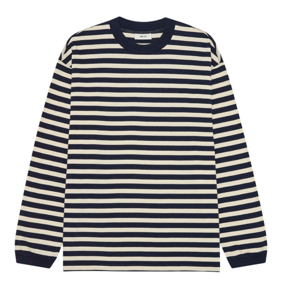 Lionel Soft Cotton Relaxed Fit LS T-shirt Navy Stripe