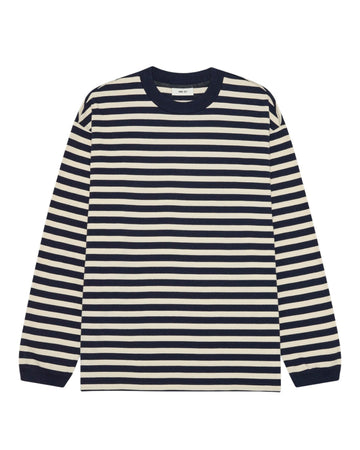 Lionel Soft Cotton Relaxed Fit LS T-shirt Navy Stripe
