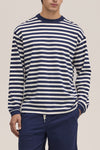 Lionel Soft Cotton Relaxed Fit LS T-shirt Navy Stripe