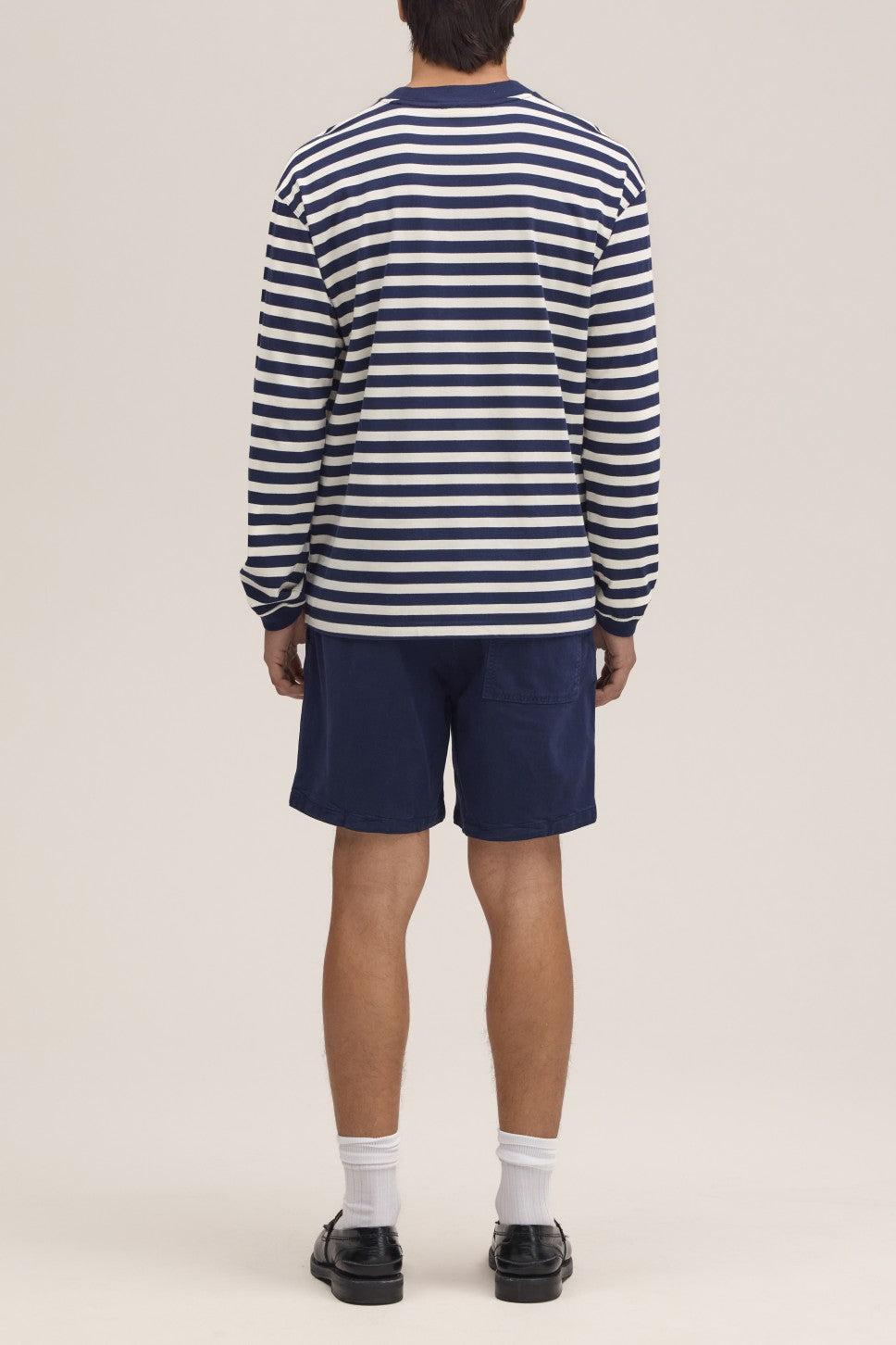 Lionel Soft Cotton Relaxed Fit LS T-shirt Navy Stripe