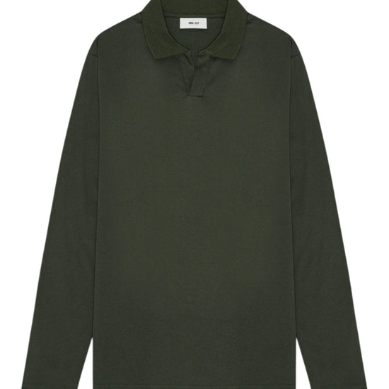 Paul Organic Cotton Regular Fit Polo Collar Pullover Dark Army
