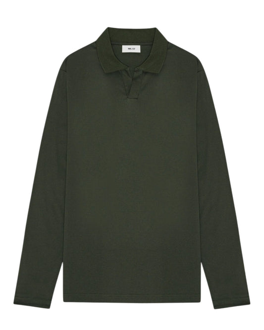 Paul Organic Cotton Regular Fit Polo Collar Pullover Dark Army