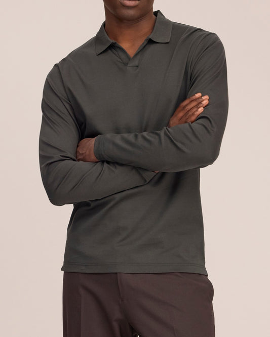 Paul Organic Cotton Regular Fit Polo Collar Pullover Dark Army