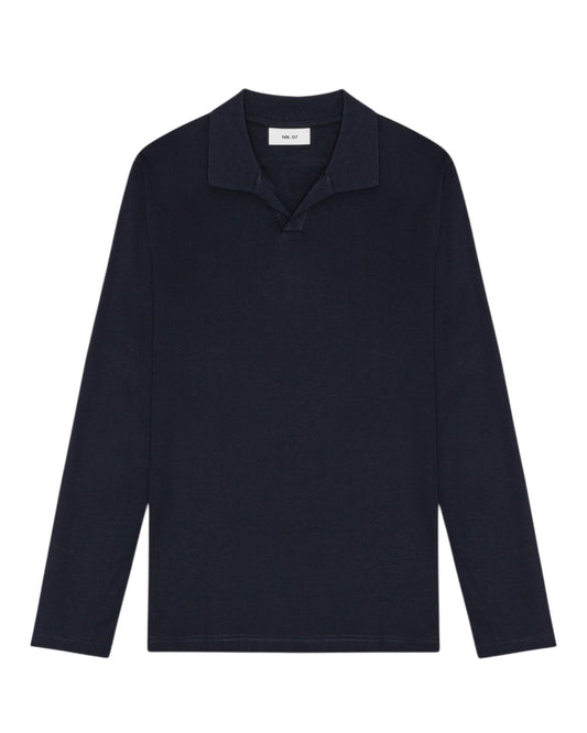 Paul Organic Cotton Regular Fit Polo Collar Pullover Deep Navy
