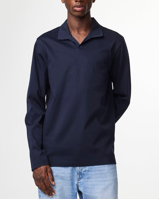 Paul Organic Cotton Regular Fit Polo Collar Pullover Deep Navy