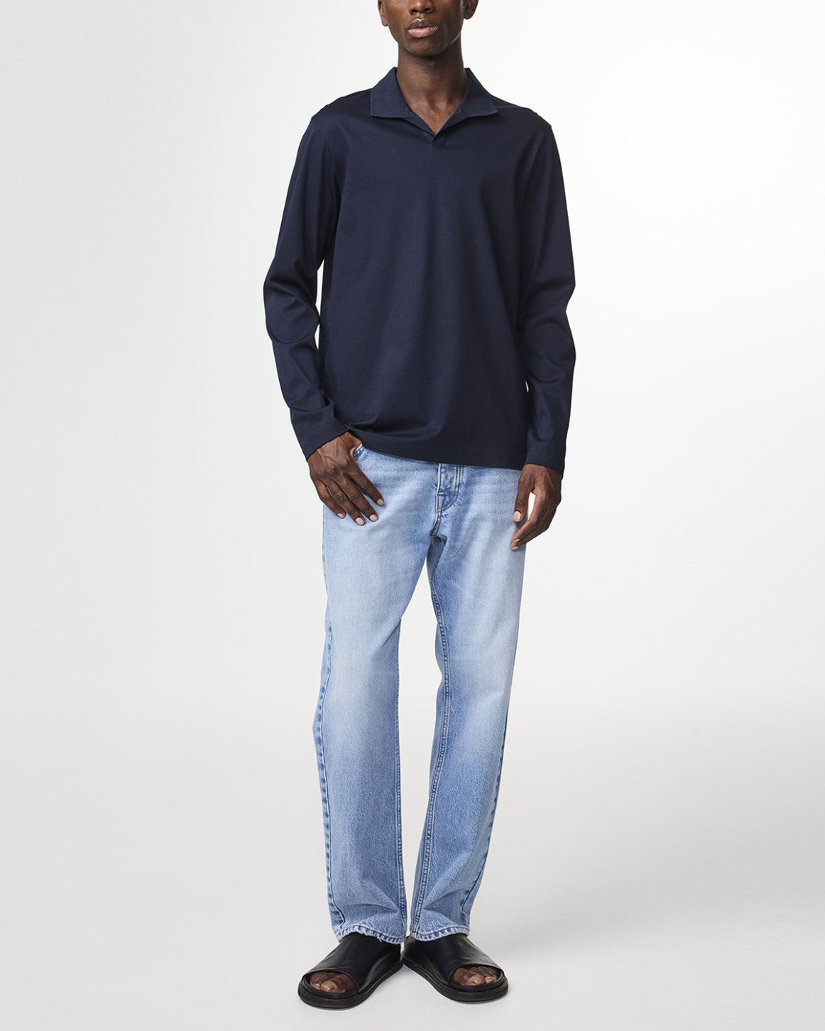 Paul Organic Cotton Regular Fit Polo Collar Pullover Deep Navy
