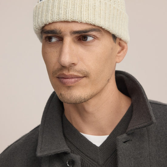 Fisherman Wool Blend Rib Knitted Beanie